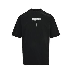 Chrome Hearts Distressed Washed Appliqué Embroidered T-shirt- Black