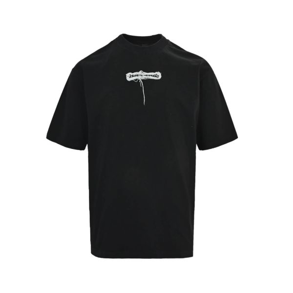 Chrome Hearts Distressed Washed Appliqué Embroidered T-shirt- Black