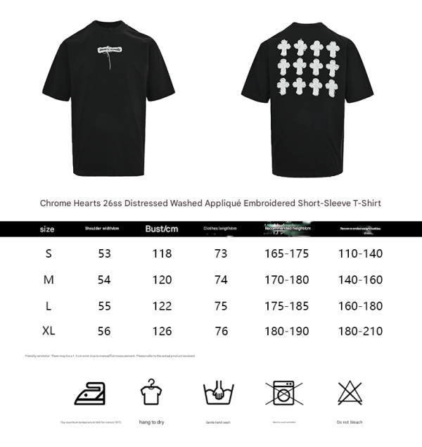 Chrome Hearts Distressed Washed Appliqué Embroidered T-shirt- White