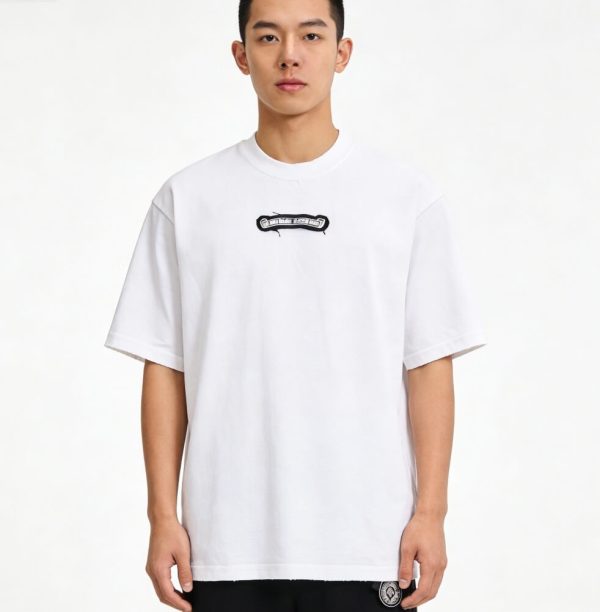 Chrome Hearts Distressed Washed Appliqué Embroidered T-shirt- White