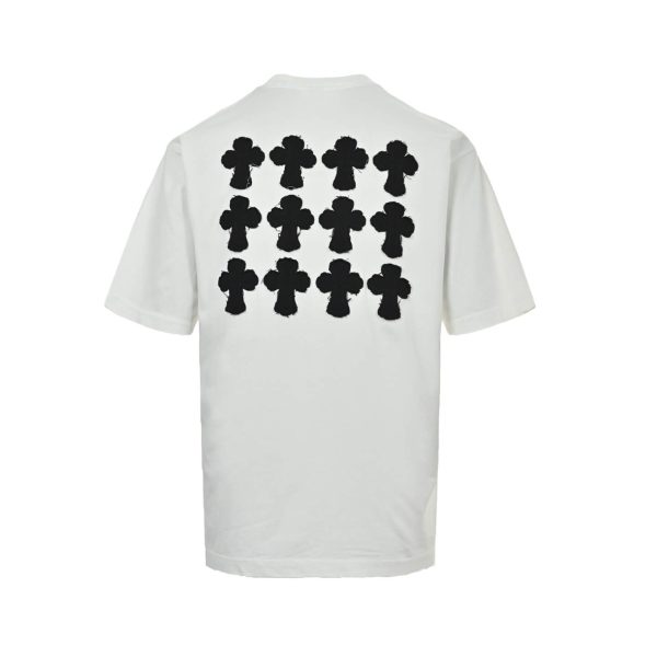 Chrome Hearts Distressed Washed Appliqué Embroidered T-shirt- White