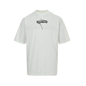 Chrome Hearts Distressed Washed Appliqué Embroidered T-shirt- White