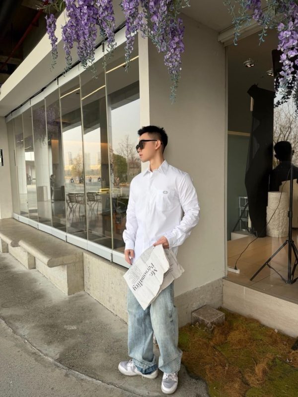 Dior Men's shirt with CD Box Embroidery- White