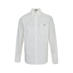 Dior Men's shirt with CD Box Embroidery- White