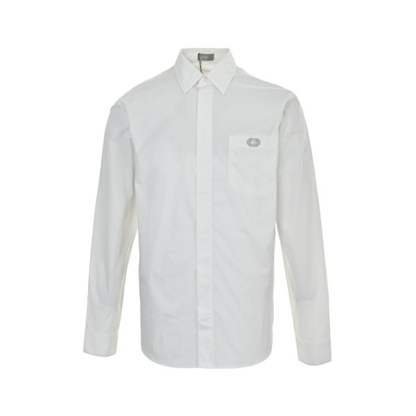 Dior Men's shirt with CD Box Embroidery- White