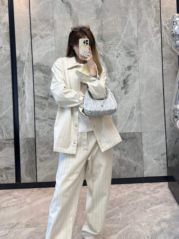 Dior Striped Denim Shirt Jacket- Cream