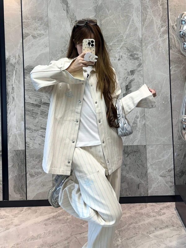 Dior Striped Denim Shirt Jacket- Cream