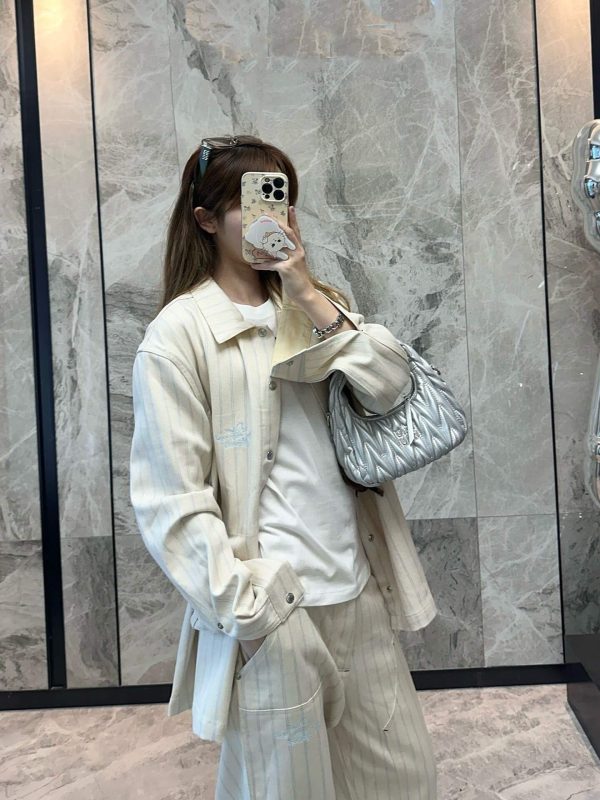 Dior Striped Denim Shirt Jacket- Cream