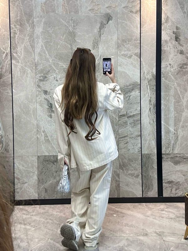 Dior Striped Denim Shirt Jacket- Cream