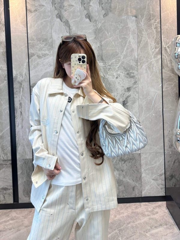 Dior Striped Denim Shirt Jacket- Cream