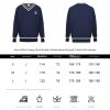 Gucci Style Double G Embroidered V-neck Sweater- Navy Blue