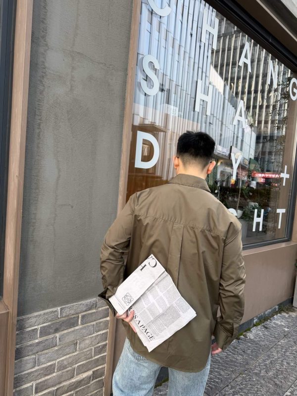 Loewe Anagram-Embroidered Cotton Shirt- Green