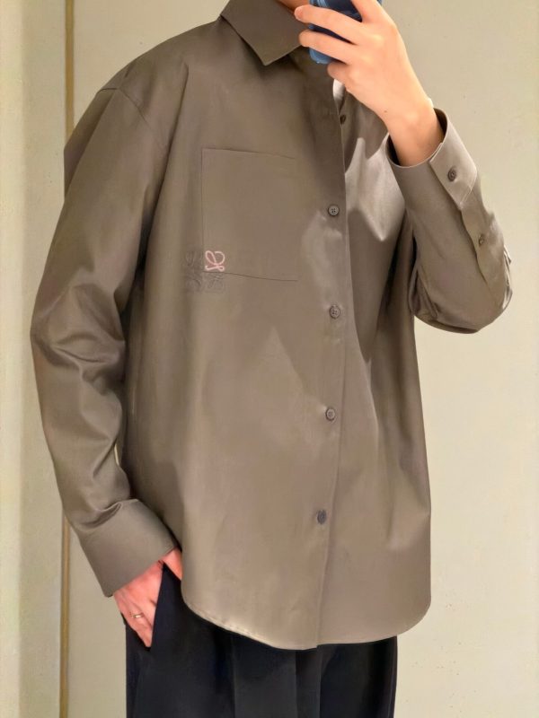 Loewe Anagram-Embroidered Cotton Shirt- Green