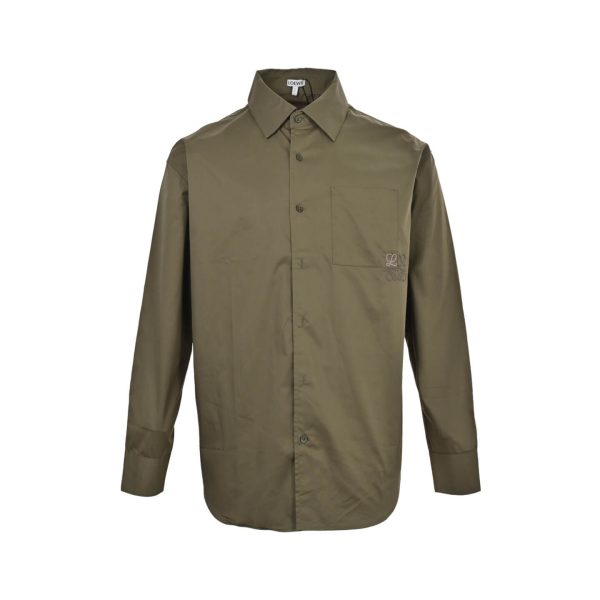 Loewe Anagram-Embroidered Cotton Shirt- Green