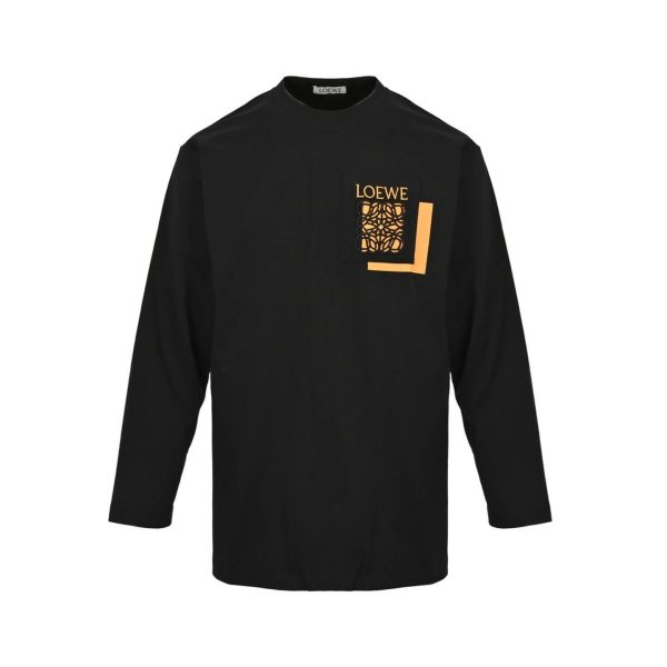 Loewe Cutout Logo Overlapping Pockets long-sleeved T-shirt- Black