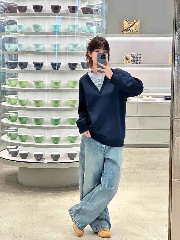 Loewe  Faux Two-Piece Crew Neck Sweatshirt- Black