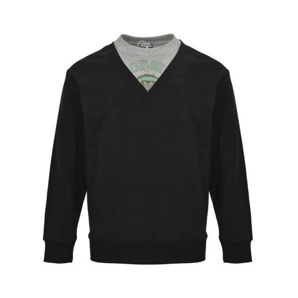 Loewe  Faux Two-Piece Crew Neck Sweatshirt- Black
