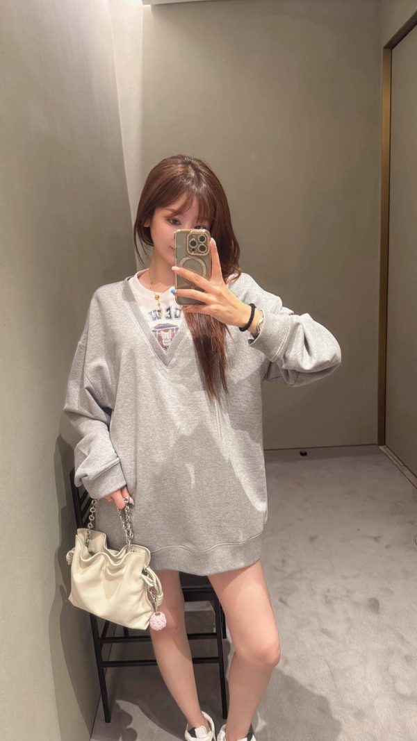 Loewe  Faux Two-Piece Crew Neck Sweatshirt- Gray