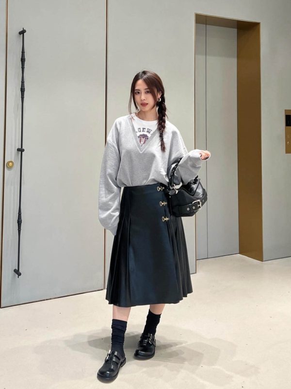 Loewe  Faux Two-Piece Crew Neck Sweatshirt- Gray