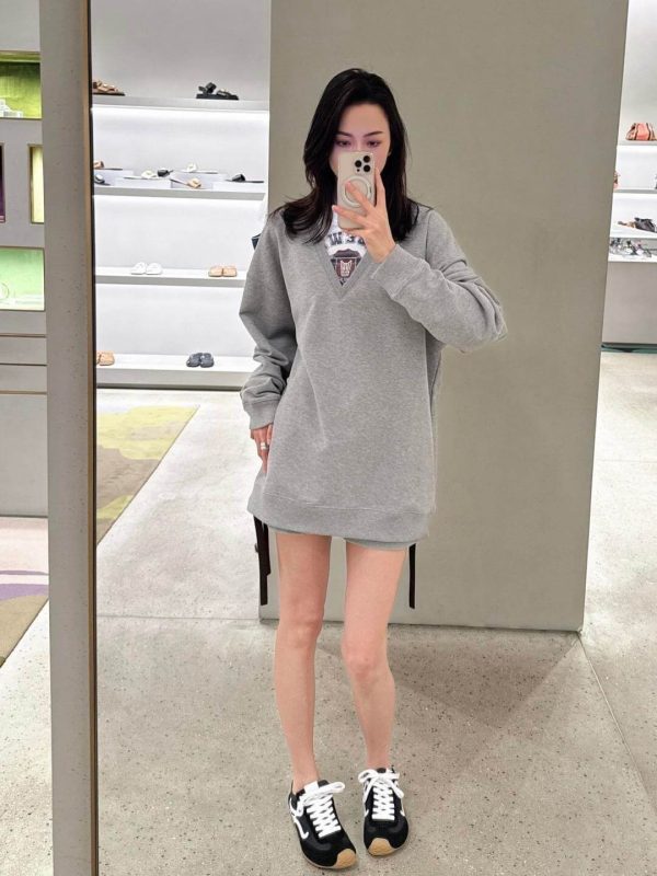 Loewe  Faux Two-Piece Crew Neck Sweatshirt- Gray