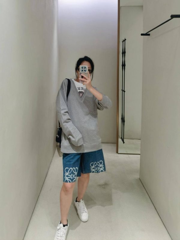 Loewe  Faux Two-Piece Crew Neck Sweatshirt- Gray