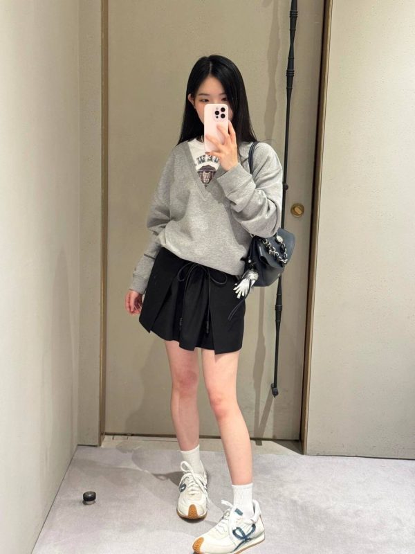 Loewe  Faux Two-Piece Crew Neck Sweatshirt- Gray