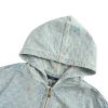 Louis Vuitton Embroidered Zip-Up Hooded Denim Jacket- Light Blue