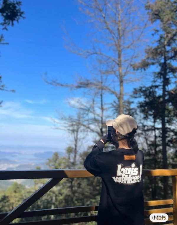 Louis Vuitton Leather Label Embroidered Crew Neck Sweatshirt- Black