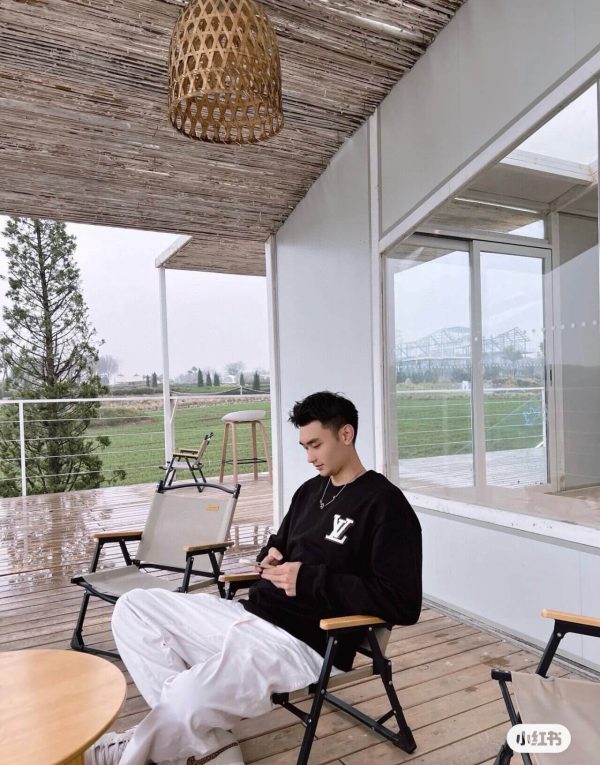 Louis Vuitton Leather Label Embroidered Crew Neck Sweatshirt- Black