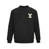 Louis Vuitton Leather Label Embroidered Crew Neck Sweatshirt- Black