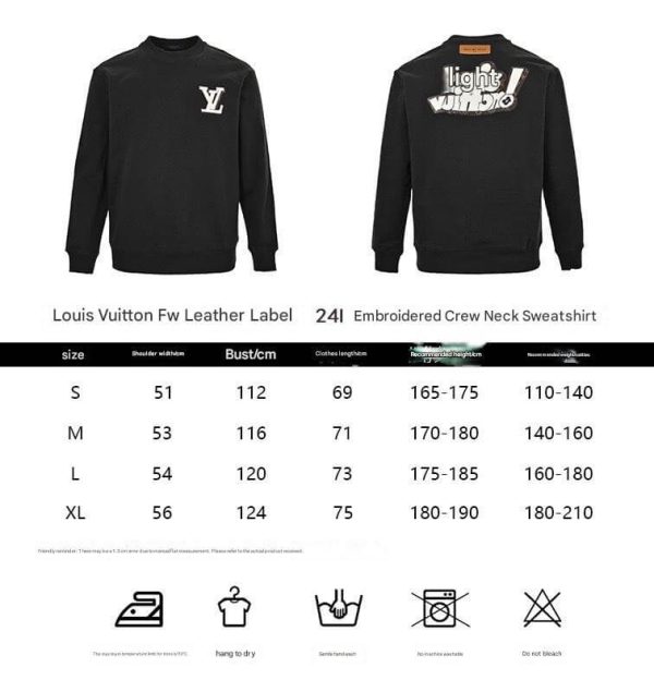 Louis Vuitton Leather Label Embroidered Crew Neck Sweatshirt- Black