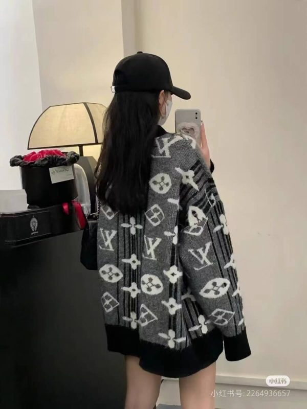 Louis Vuitton Monogram Mohair Cardigan- Gray & Black