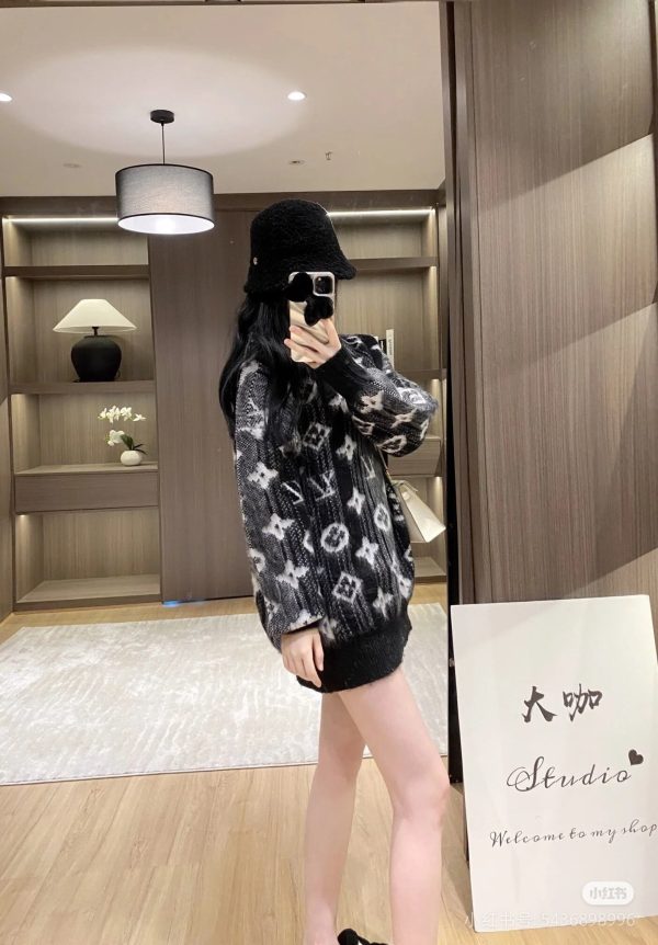 Louis Vuitton Monogram Mohair Cardigan- Gray & Black