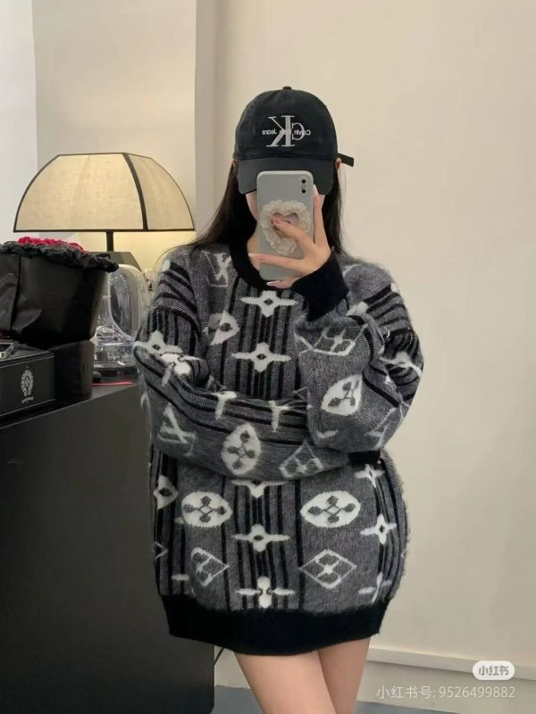 Louis Vuitton Monogram Mohair Cardigan- Gray & Black