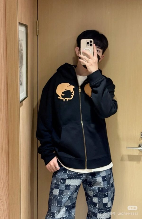 Louis Vuitton & Nigo Collaboration Zip-up Hoodie- Black