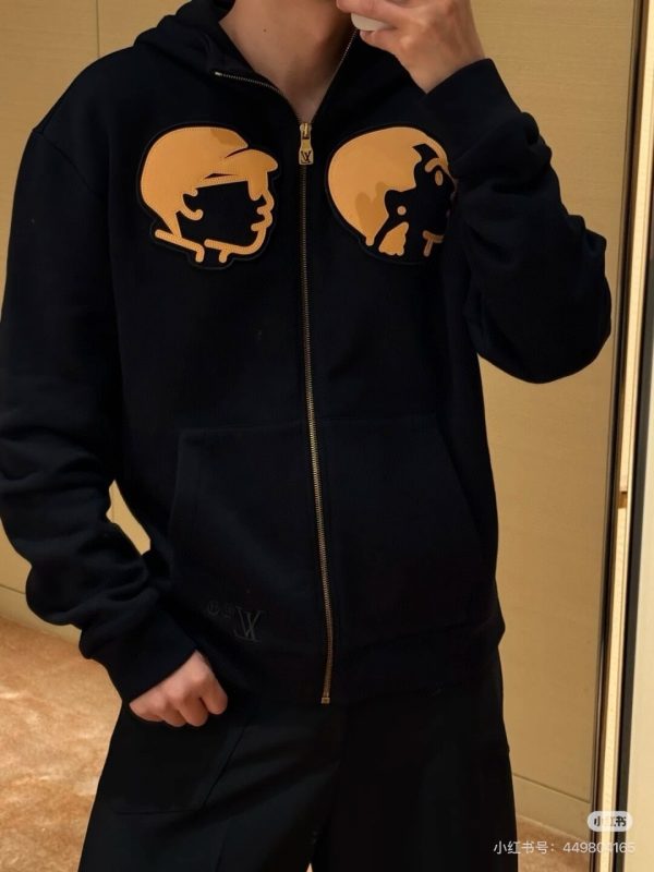Louis Vuitton & Nigo Collaboration Zip-up Hoodie- Black