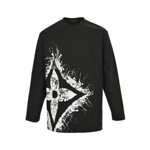 Louis Vuitton with clover splatter print long-sleeved T-shirt- Black