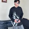 Louis Vuitton with clover splatter print long-sleeved T-shirt- Black
