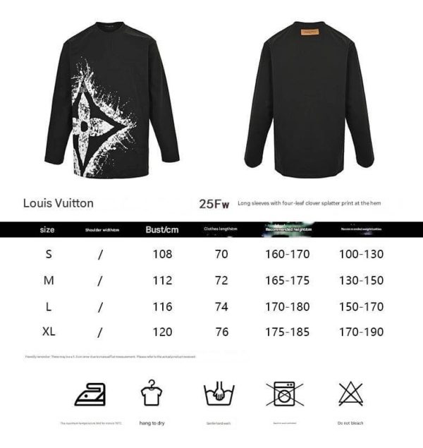 Louis Vuitton with clover splatter print long-sleeved T-shirt- White