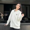 Miu Miu Appliqué Logo Embroidered Zip-up Hoodie- White