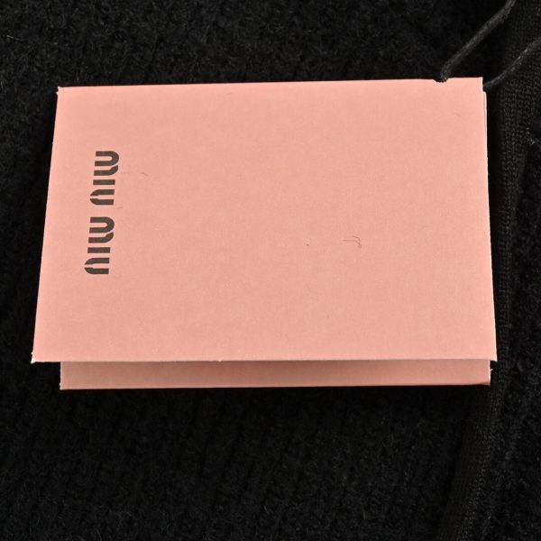 Miu Miu Appliqué Logo Embroidered Zip-up Hoodie- Black