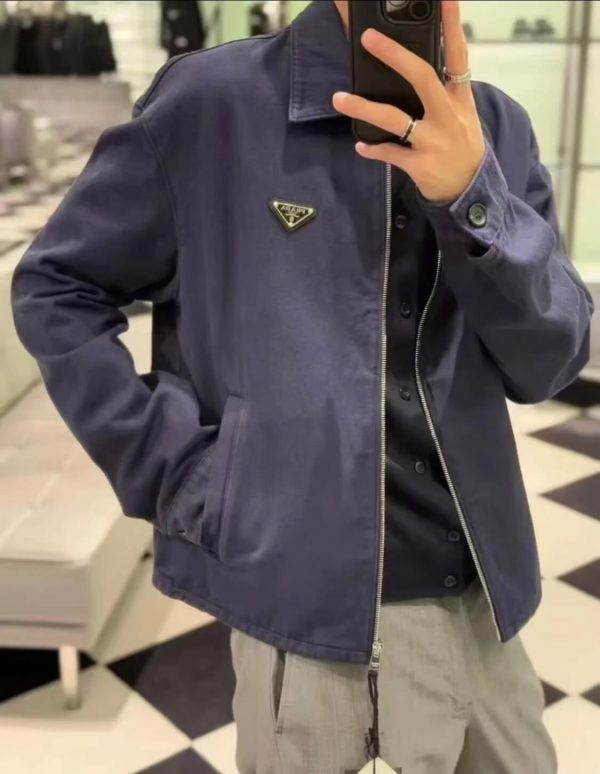 Prada Blue Denim Cotton Zipped Jacket- Blue (1) Prada Blue Denim Cotton Zipped Jacket- Blue