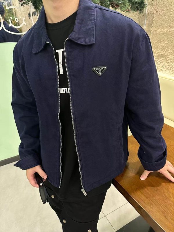 Prada Blue Denim Cotton Zipped Jacket- Blue (4) Prada Blue Denim Cotton Zipped Jacket- Blue