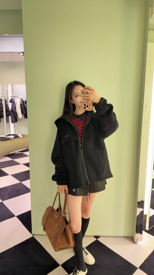 Prada Hooded Blouson Jacket- Black (1) Prada Hooded Blouson Jacket- Black