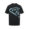 Prada Inverted Triangle Inkjet Printed Cotton T-shirt- Black