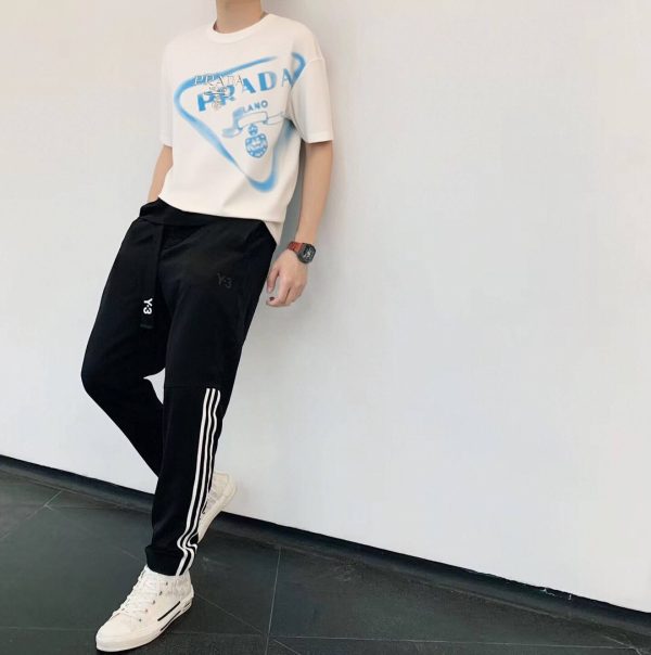 Prada Inverted Triangle Inkjet Printed Cotton T-shirt- White