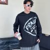Prada Milano Graphic Logo Long-sleeved T-shirt- Black