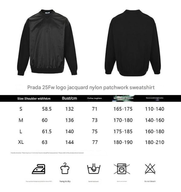 Prada Recycled Nylon Fleece-Sleeve Sweatshirt- Black (13) Prada Recycled Nylon Fleece-Sleeve Sweatshirt- Black