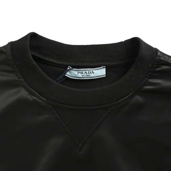 Prada Recycled Nylon Fleece-Sleeve Sweatshirt- Black (9) Prada Recycled Nylon Fleece-Sleeve Sweatshirt- Black