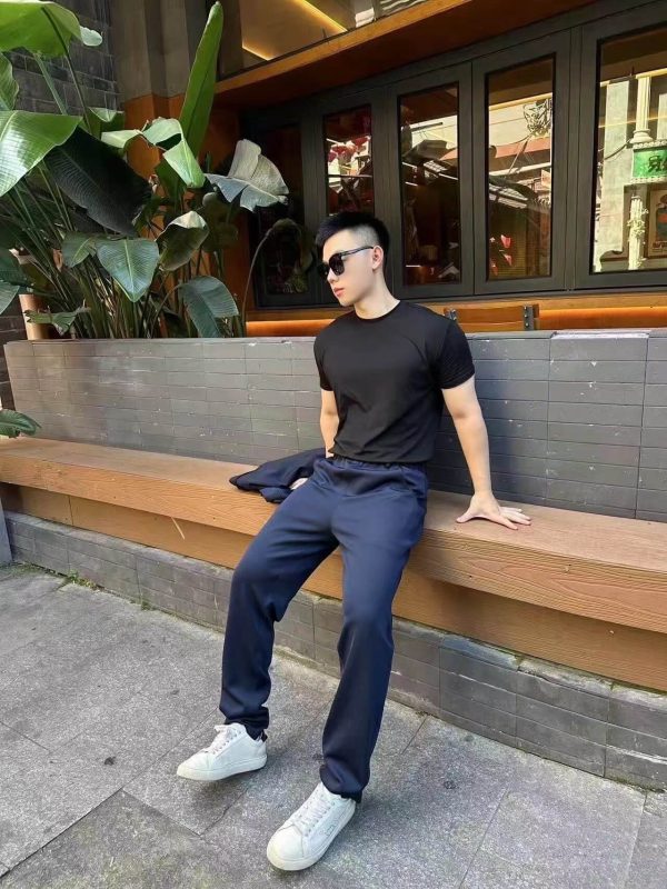 Prada Triangle Label Trousers- Black